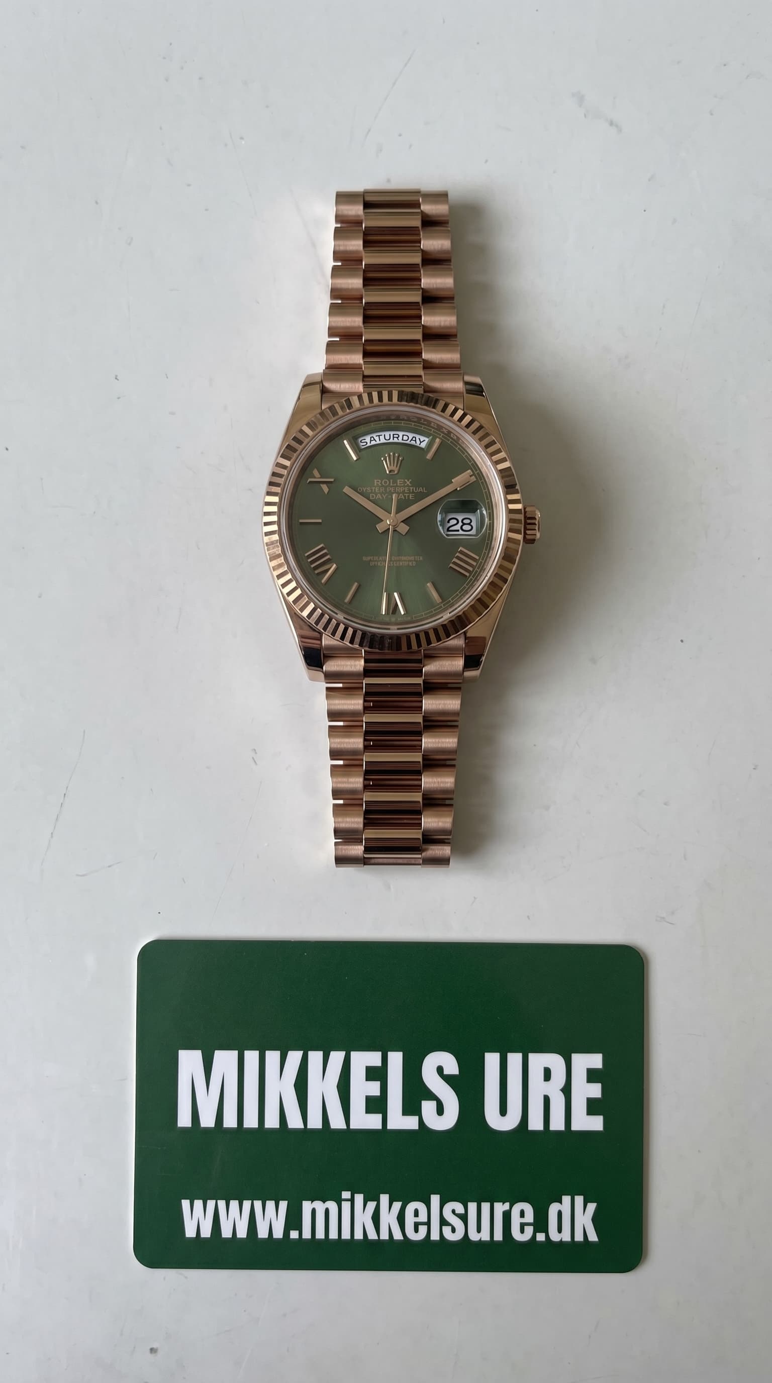 Rolex Day-Date 40 Everose Gold Olive Green Dial – billede 3
