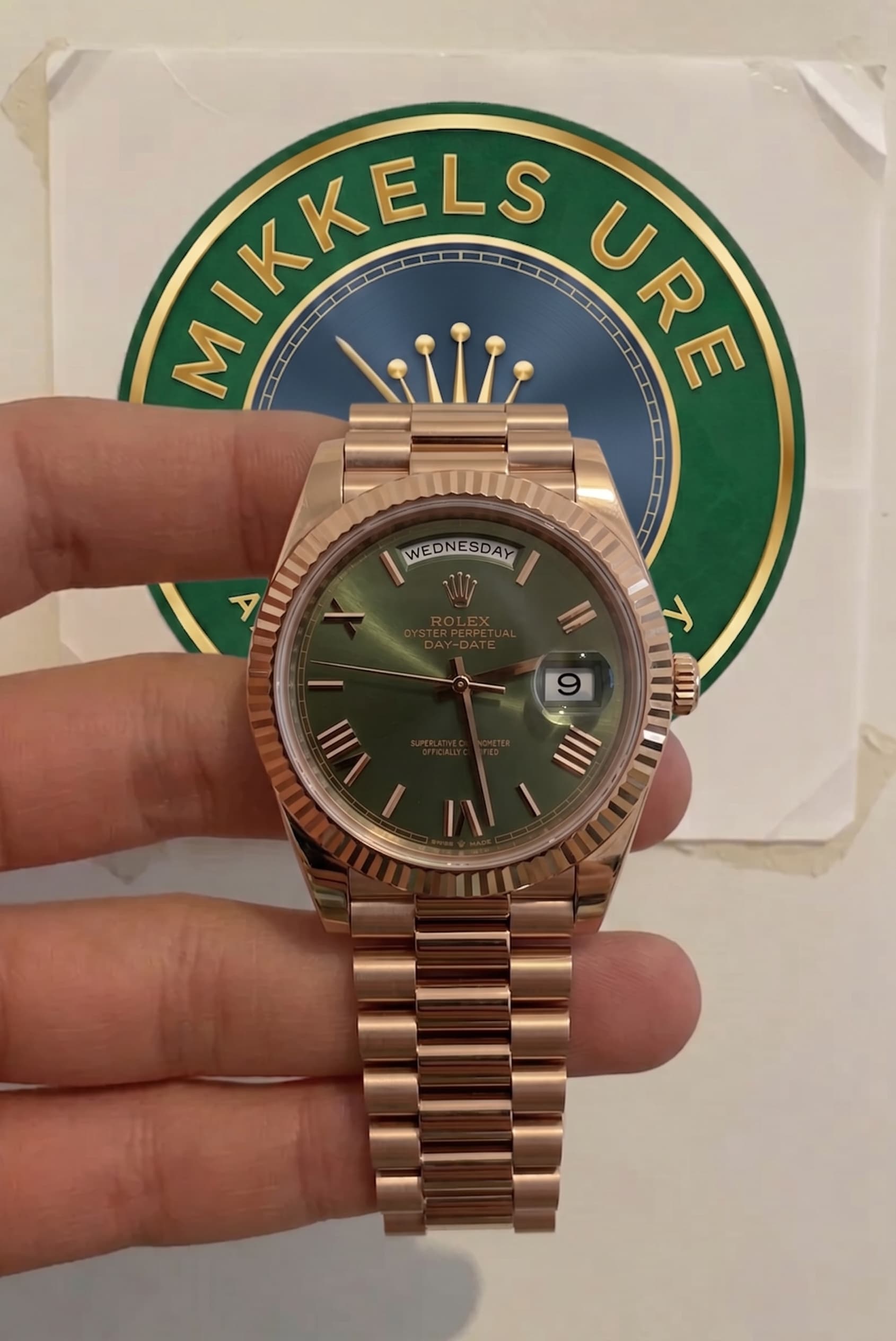 Rolex Day-Date 40 Everose Gold Olive Green Dial – billede 1