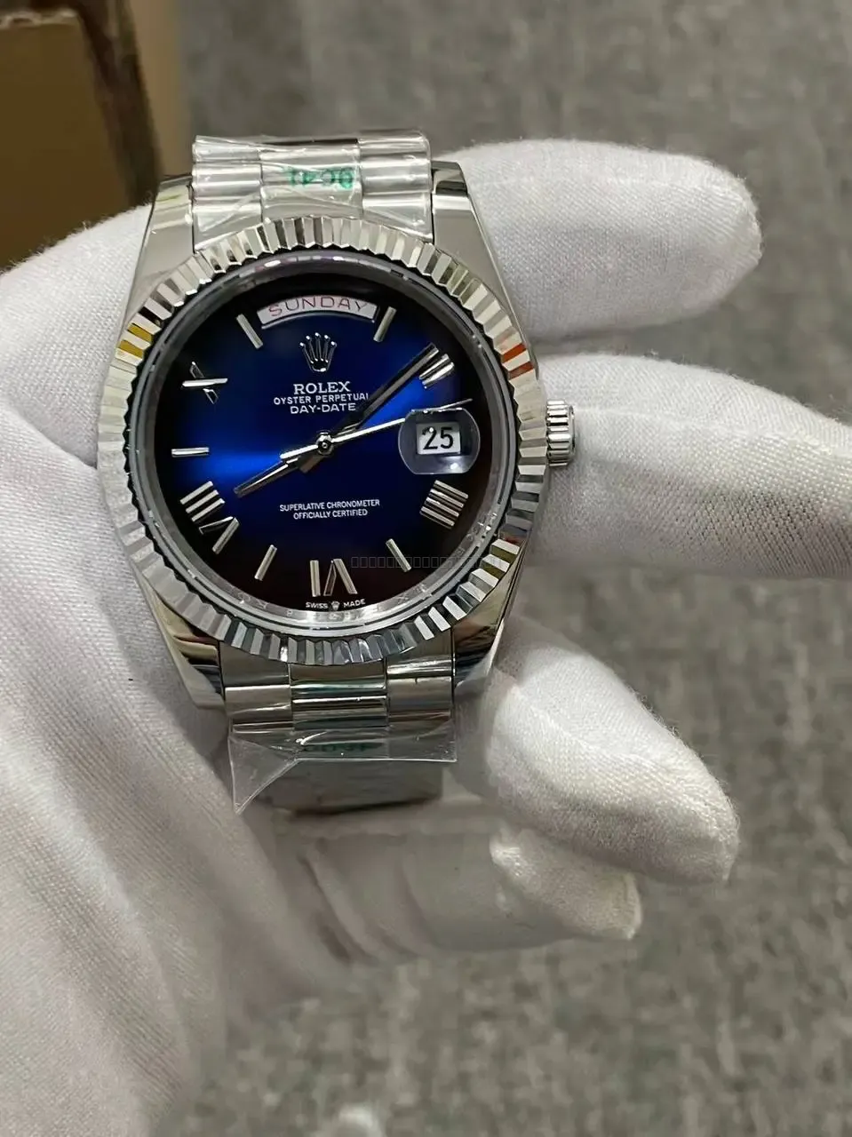 Rolex Day-Date Stål Blå 40 mm - Rolex - 40 - Mikkels Ure