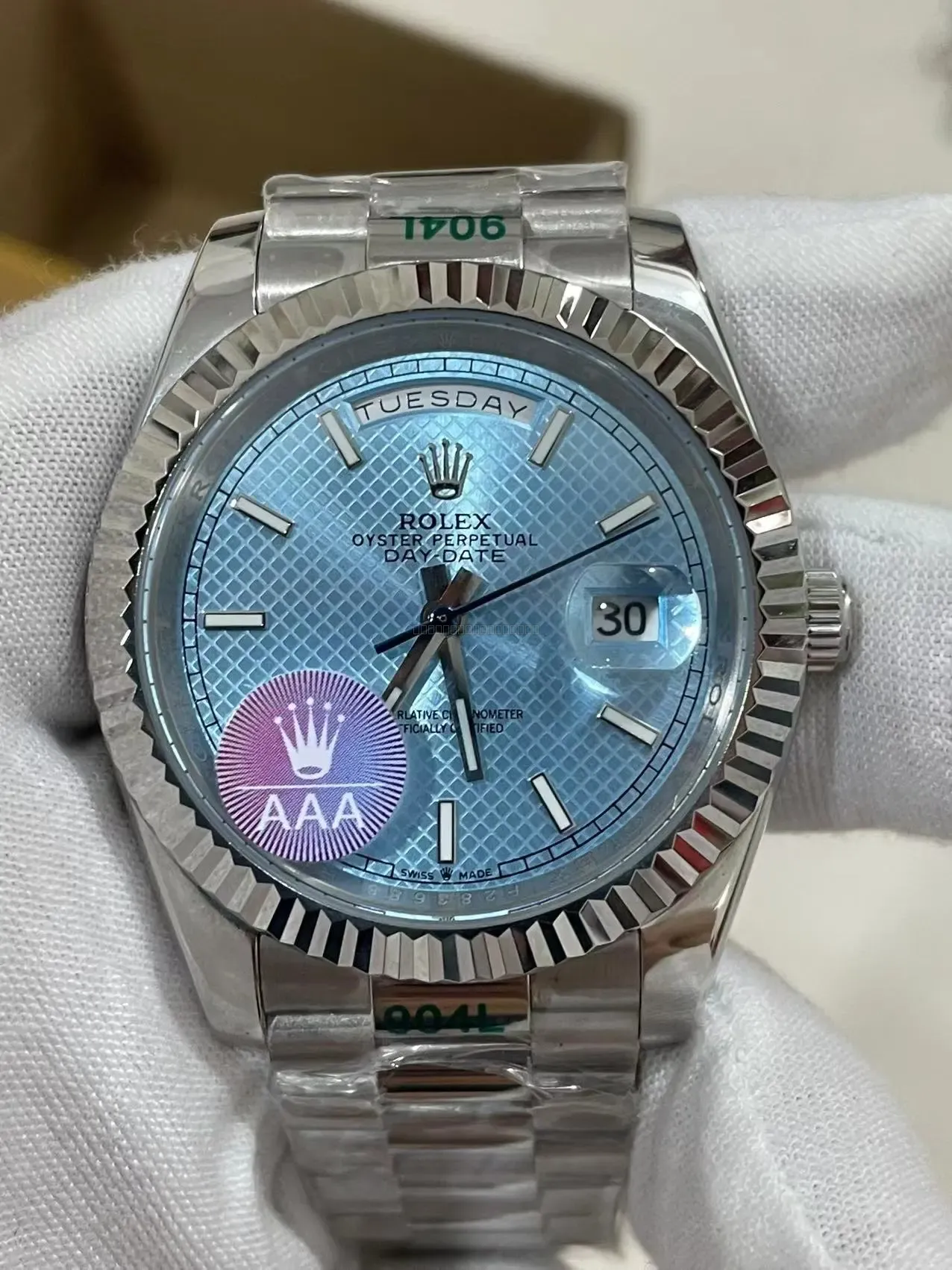 Rolex Day-Date Stål Isblå 40 mm